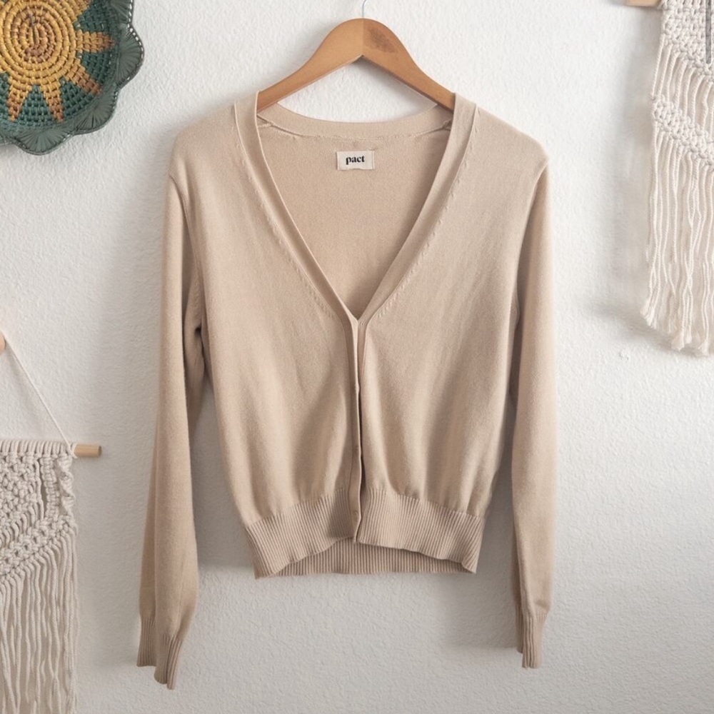 PACT Sandshell Heather Classic Fine Knit Cardigan